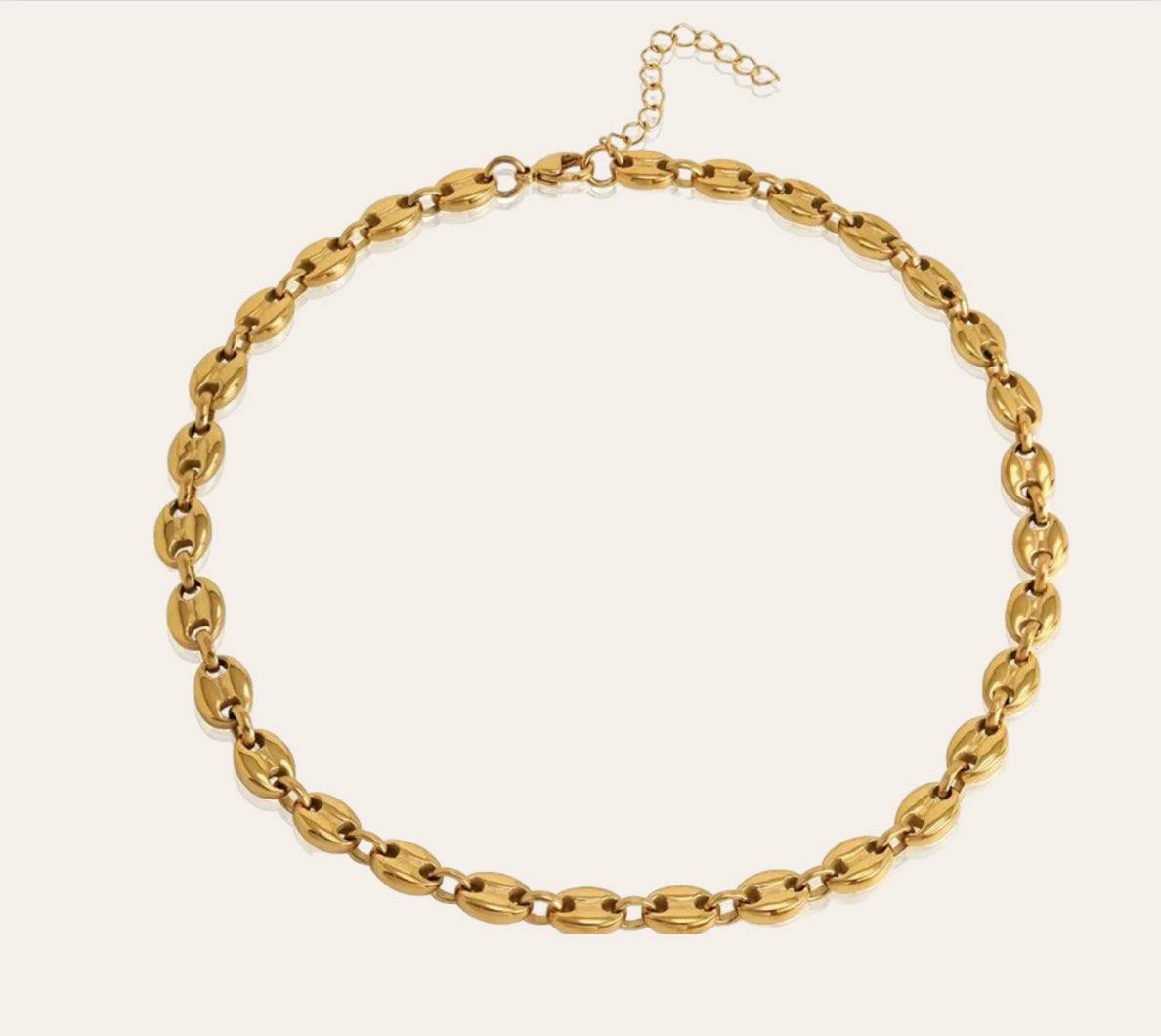 Java Chain Necklace 8 mm in 18k gold-plated 316L, front view