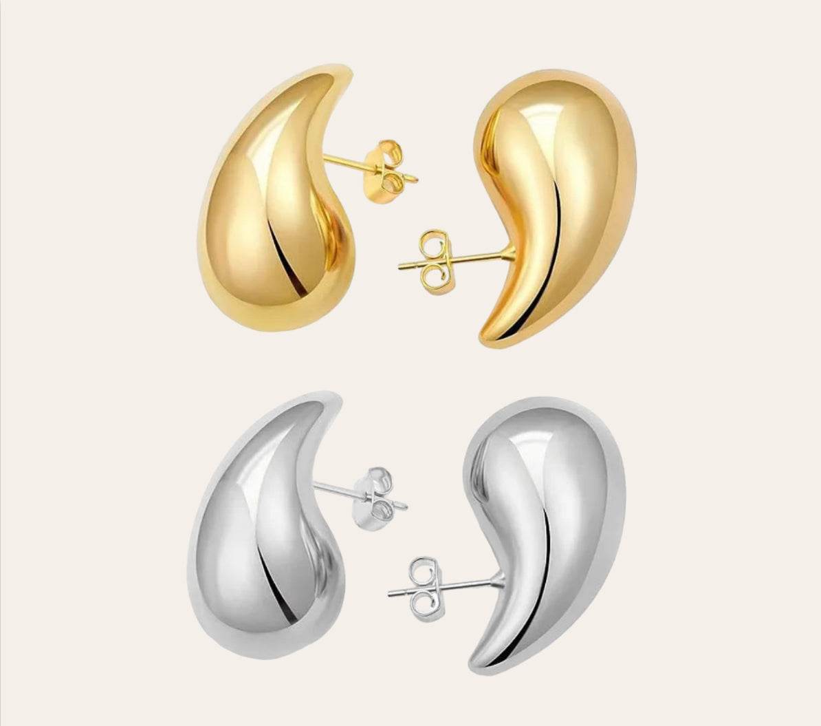 Dew Drop Studs plain product in gold-plated and stainless steel