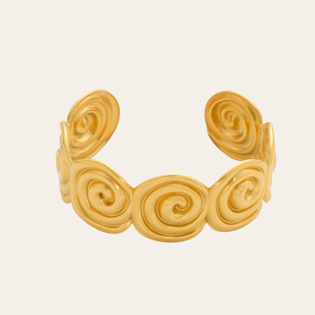 Eclipse Bangle in 18k Gold-Plated Stainless Steel (316L), swirl textured design, waterproof tarnish-free hypoallergenic jewelry