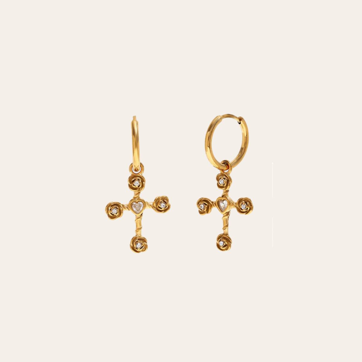 CROSS HOOP EARRINGS-Glimmer Poise