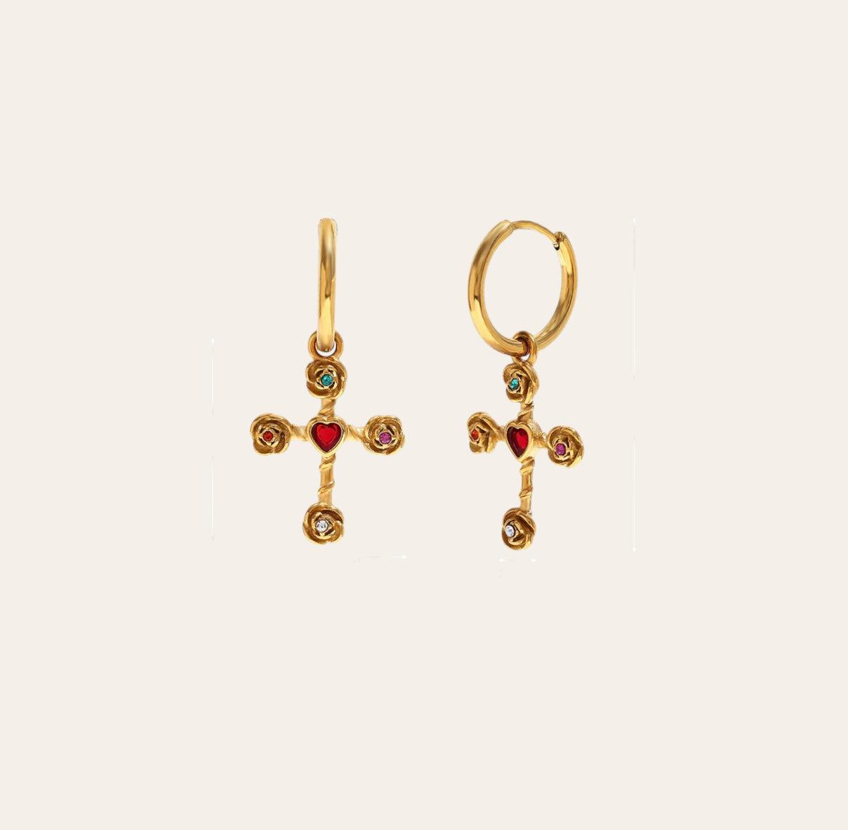 CROSS HOOP EARRINGS-Glimmer Poise