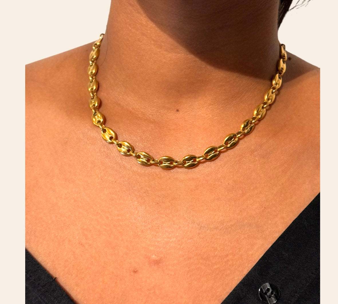 Java Chain Necklace 8 mm in 18k gold-plated 316L, front view