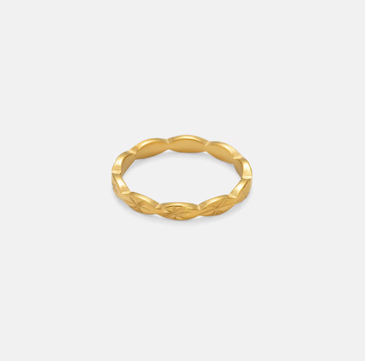 Amara textured band ring in 18k gold-plated stainless steel