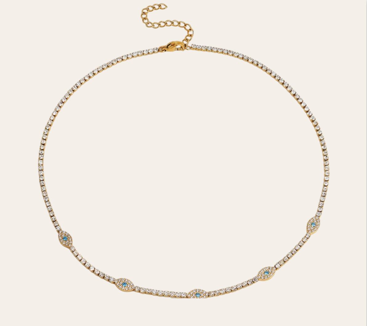 Aura Choker in 18k gold-plated 316L with zircon stations, plain background