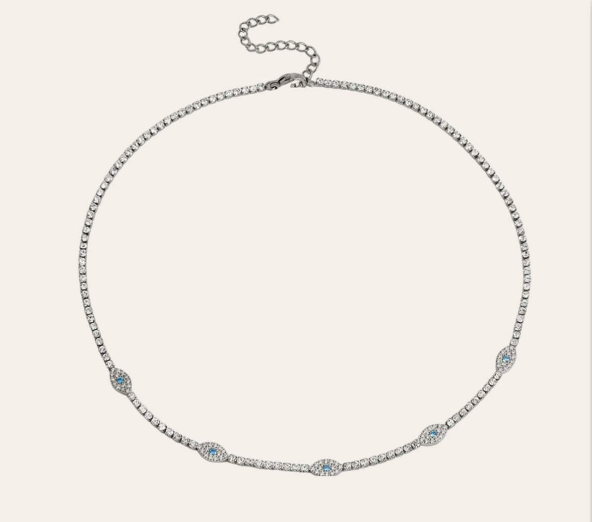 Aura Choker in 316L stainless steel with zircon stations, plain background