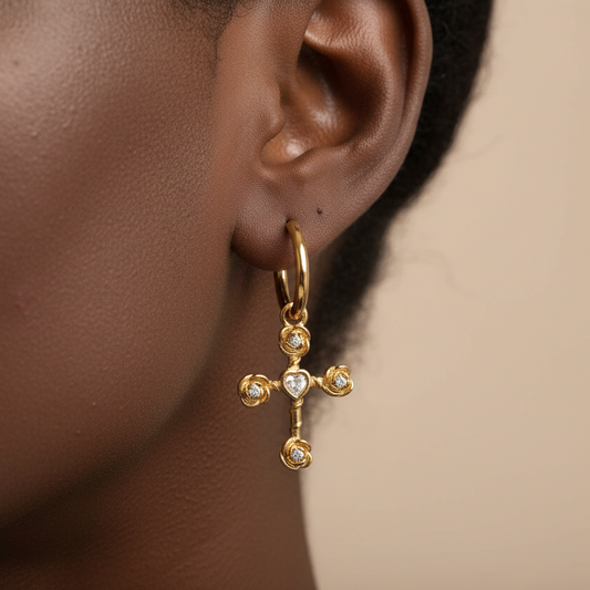 CROSS HOOP EARRINGS