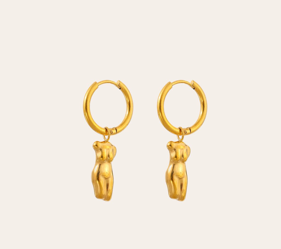 oddess Torso Earrings mini hoop with sculpted torso charm (18k gold-plated stainless steel)