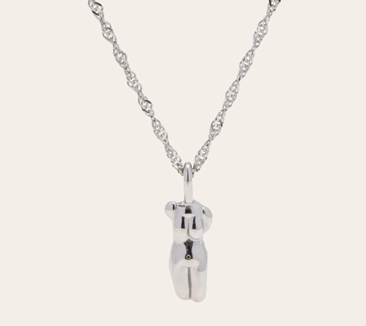 Goddess Torso Necklace in 316L stainless steel, plain background