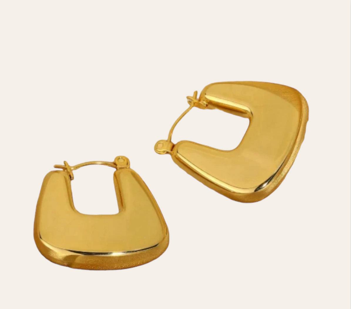 Laura Earrings  U-shaped open hoops (18k gold-plated stainless steel), 25 mm, plain