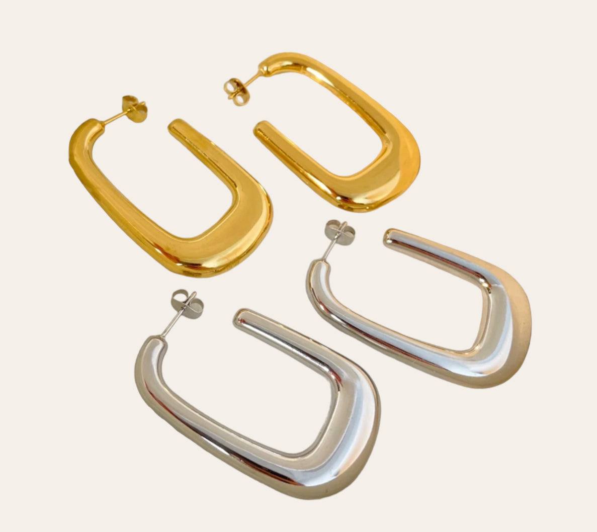 Milla Hoops U-shaped open hoops in gold-plated and stainless steel (plain)