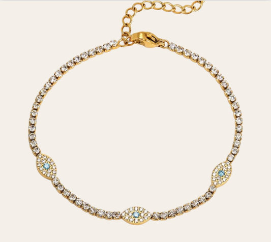 Stella Tennis Bracelet in 18k gold-plated stainless steel with zircon stones, waterproof hypoallergenic jewelry