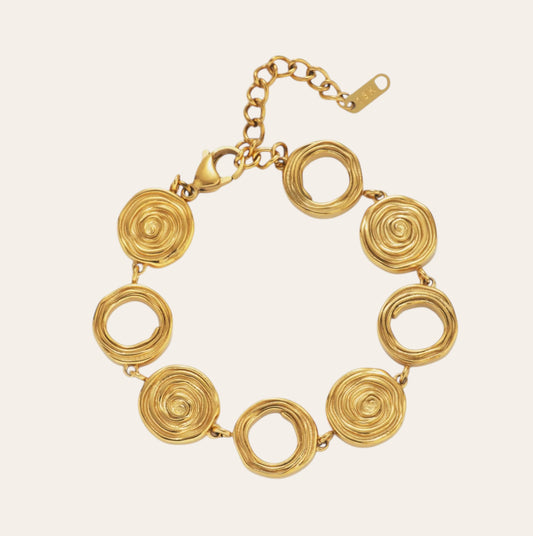 Sun Dance Bracelet in 18k Gold-Plated Stainless Steel (316L), spiral link design, waterproof tarnish-free hypoallergenic jewelry
