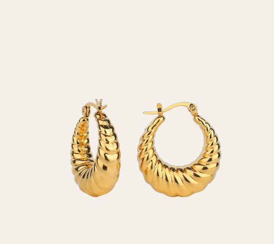 Valentine Earrings — ribbed croissant hoops (18k gold-plated stainless steel)
